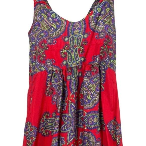 Silk Boho Dress Red Paisley Print Size 2 - Picture 12 of 12